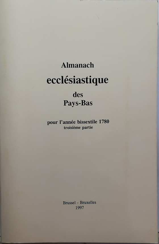 Book cover 17800001: NN  | Almanach ecclésiastique des Pays-Bas pour l
