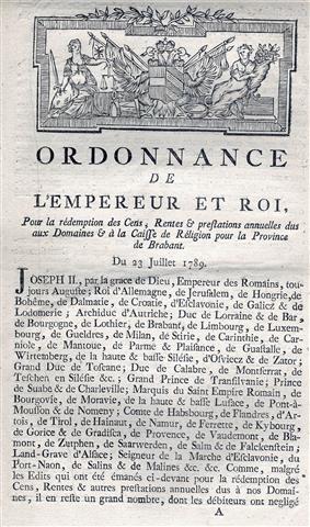 Book cover 17890001: JOSEPH II, Empereur | Ordonnance de l
