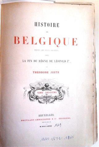 Book cover 18680003: JUSTE Théodore | Histoire de Belgique Tome 3 [1715-1865]