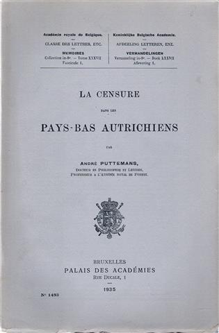 Book cover 19350026: PUTTEMANS ANDRÉ | La censure dans les Pays-Bas autrichiens