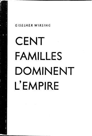 Book cover 19400027: WIRSING Giselher | Cent familles dominent l
