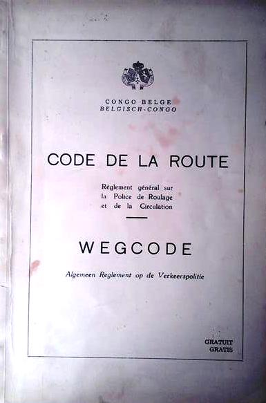 NN - Congo Belge. Code de la Route. Belgisch-Congo. Wegcode