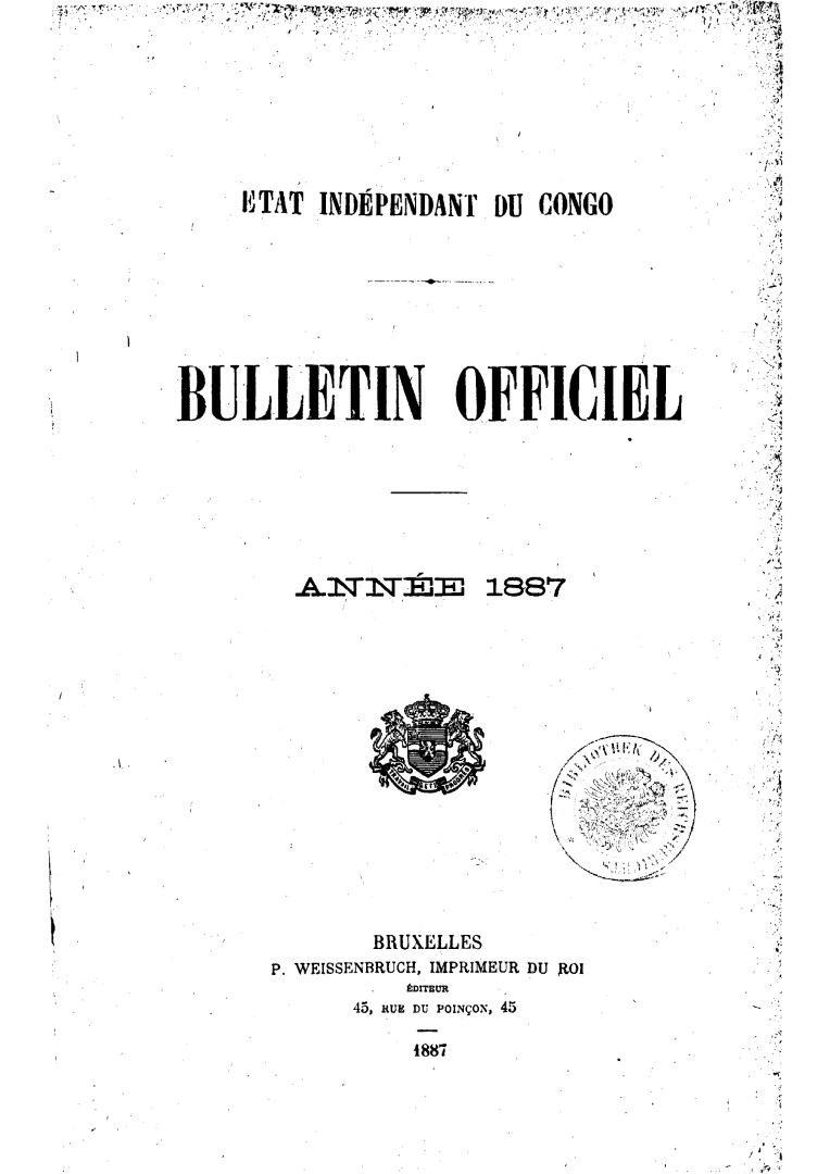Etat Indpendant du Congo - roi Lopold II - Etat Indpendant du Congo - Bulletin Officiel  Anne 1887 [E-BOOK]