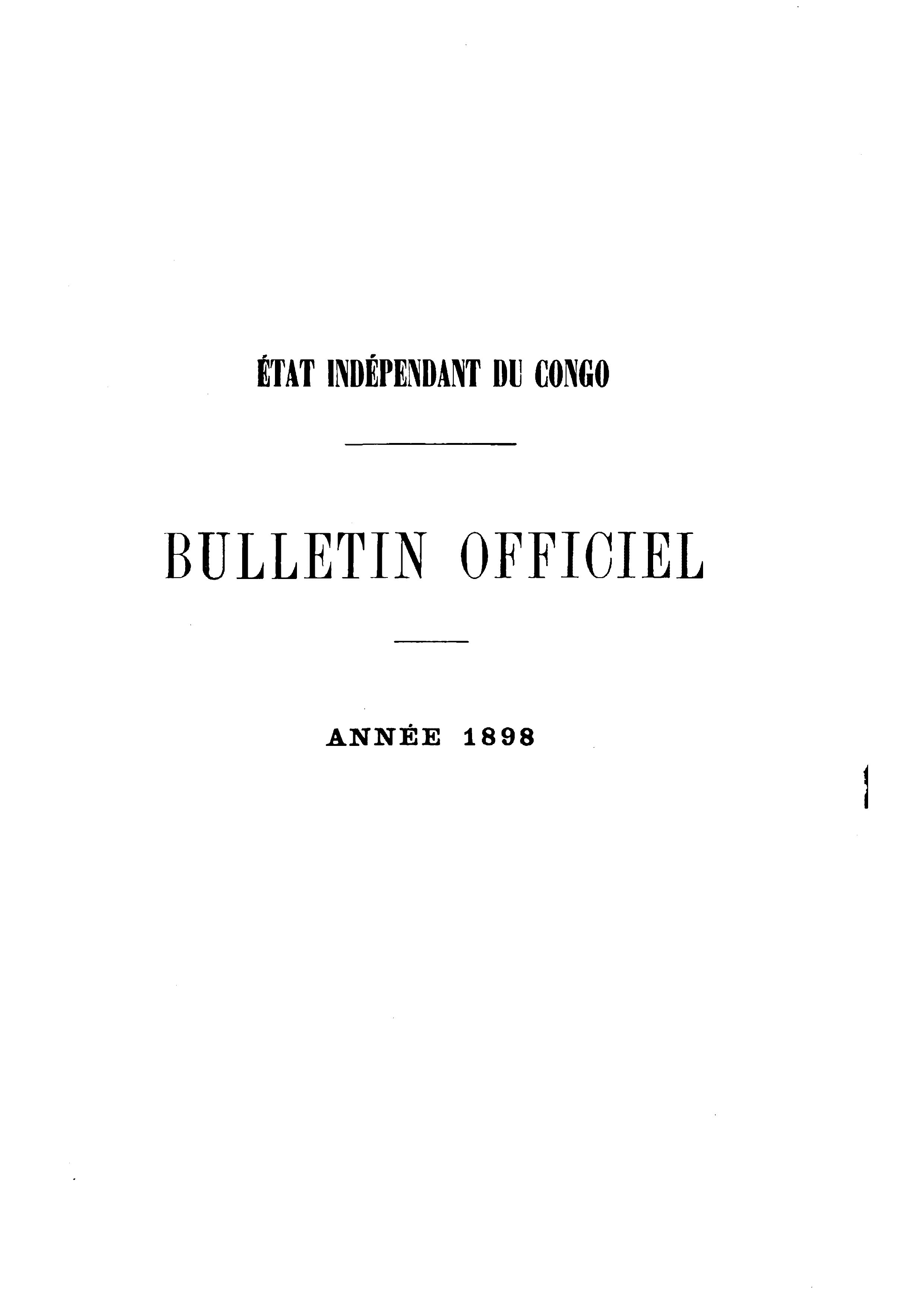 Etat Indpendant du Congo - roi Lopold II - Etat Indpendant du Congo - Bulletin Officiel  Anne 1898