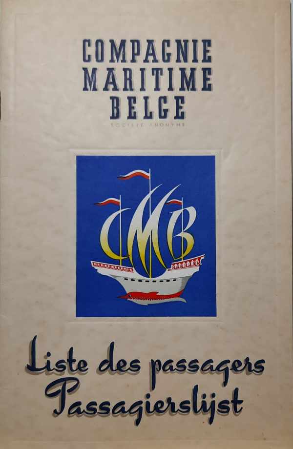 Book cover 202111021730: Compagnie Maritime Belge - CMB | Liste des passagers - Passagierslijst - S.S. Jadotville - 29/6/1957 - Anvers-Matadi & Anvers-Lobito