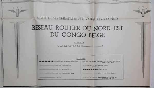 CVC - Socit des Chemins de Fer Vicinaux du Congo - CVC - Rseau Routier du Nord-Est du Congo Belge - carte dpliante NB