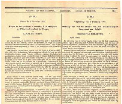 KAMER VAN VOLKSVERTEGENWOORDIGERS - CHAMBRE DES REPRESENTANTS - Annexatie van Congo - Annexion du Congo - Documents - Sance du 3 dcembre 1907 - Vergadering van 3 december 1907
