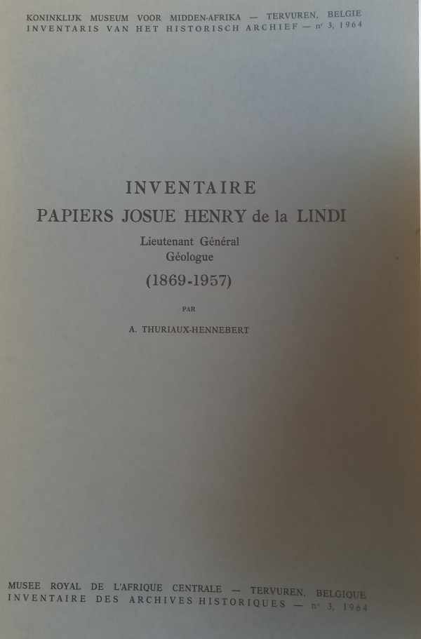 THUTIAUX-HENNEBERT A. - Inventaire papiers Josue Henry de la Linde