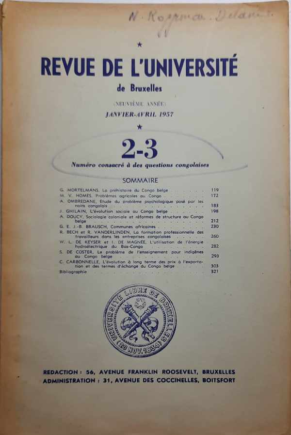 Book cover 23607: Collectif | Questions congolaises 2-3, 1957