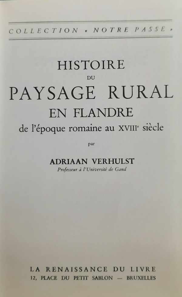 Book cover 202403041027: VERHULST Adriaan prof | Histoire du paysage rural en Flandre de l