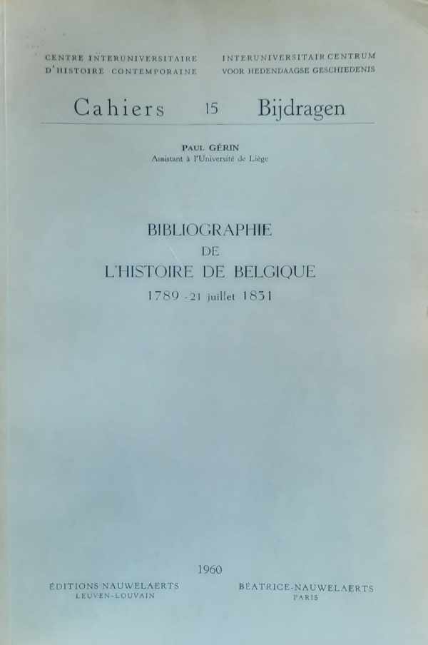 Book cover 202404021314: GERIN Paul | Bibliografie van de geschiedenis van België. Bibliographie de l