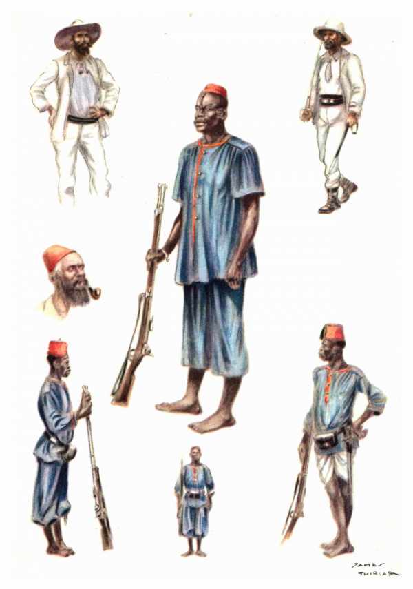 Histoire de la Force Publique du Congo - Soldats Bangala et leurs officiers - 1885