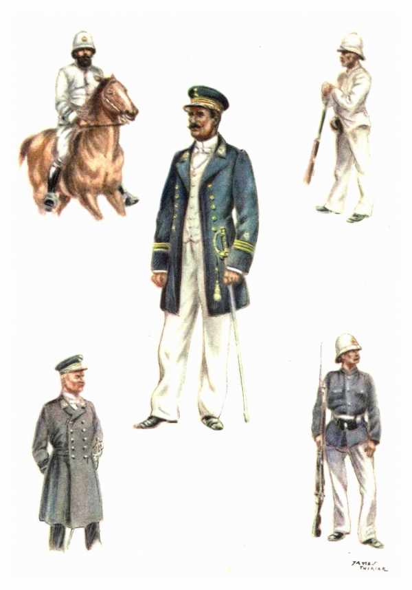 Histoire de la Force Publique du Congo - Types d'officiers et de sous-officiers, vers 1890